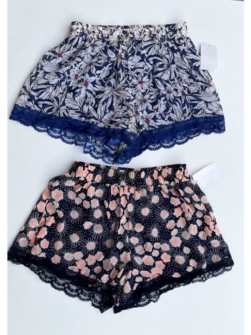 Lot of 2 Lush Floral Lace Trim Mini Shorts Small NWOT